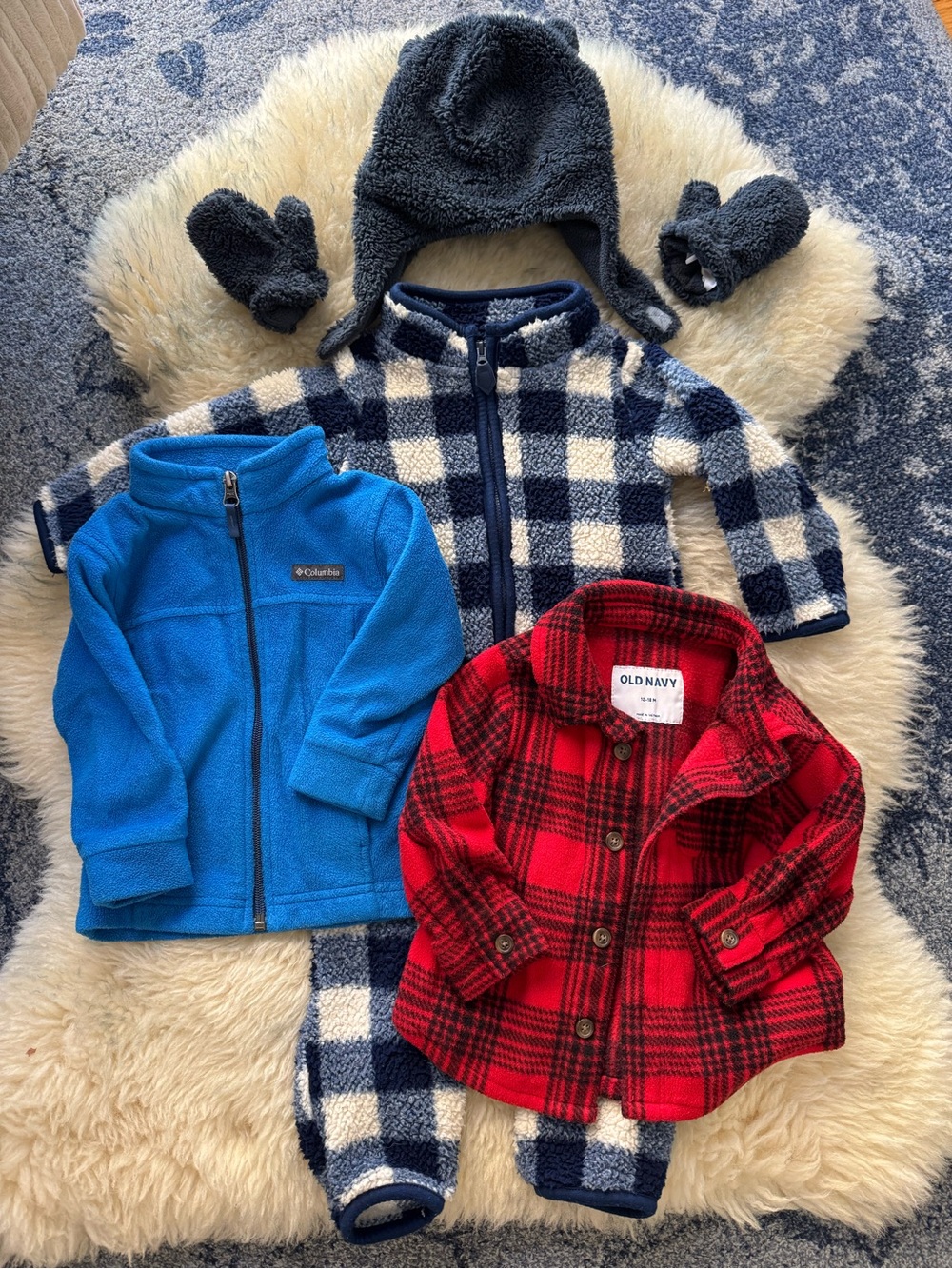 6 Piece Baby Boy Bundle Lot Fall Winter Jackets Clothing 12-18 Months